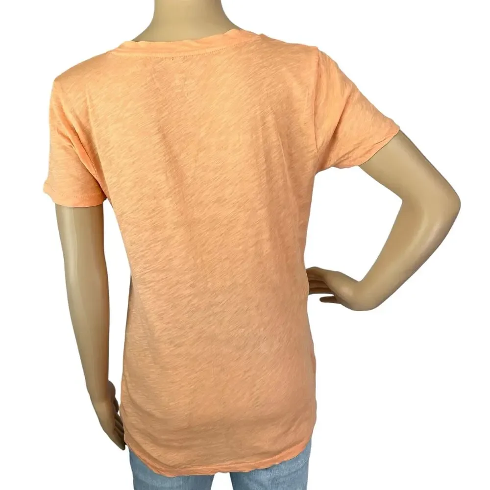J. Crew Vintage Cotton V-neck Tee Pale Guava Orange 24500 Size S